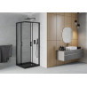 Mexen Rio quadratische Duschkabine 80 x 80 cm, transparent, schwarz + Duschwanne Flat, schwarz - 860-080-080-70-00-4070B