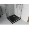 Mexen Rio quadratische Duschkabine 80 x 80 cm, transparent, chrom + Duschwanne Flat, schwarz - 860-080-080-01-00-4070