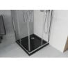 Mexen Rio quadratische Duschkabine 90 x 90 cm, transparent, Chrom + Duschwanne Flat, schwarz - 860-090-090-01-00-4070