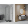 Mexen Rio quadratische Duschkabine 80 x 80 cm, matt, Chrom + Duschwanne Flat, schwarz - 860-080-080-01-30-4070
