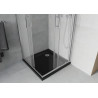 Mexen Rio quadratische Duschkabine 80 x 80 cm, matt, Chrom + Duschwanne Flat, schwarz - 860-080-080-01-30-4070