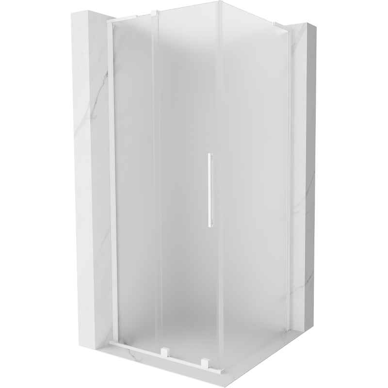 Mexen Velar L Duschkabine Schiebetür 120 x 120 cm, Frost, Weiß - 871-120-120-33-20