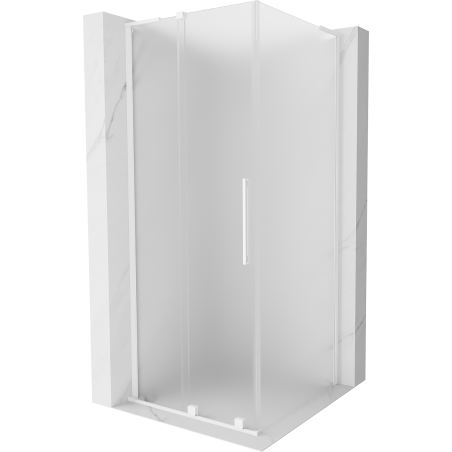 Mexen Velar L Duschkabine Schiebetür 120 x 120 cm, Frost, Weiß - 871-120-120-33-20
