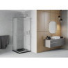 Mexen Rio quadratische Duschkabine 90 x 90 cm, matt, Chrom + Flat Duschwanne, schwarz - 860-090-090-01-30-4070