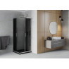 Mexen Rio quadratische Duschkabine 80 x 80 cm, Graphit, Chrom + flacher Duschwanne, schwarz - 860-080-080-01-40-4070