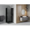 Mexen Rio quadratische Duschkabine 90 x 90 cm, Graphit, Chrom + Flat Duschwanne, schwarz - 860-090-090-01-40-4070