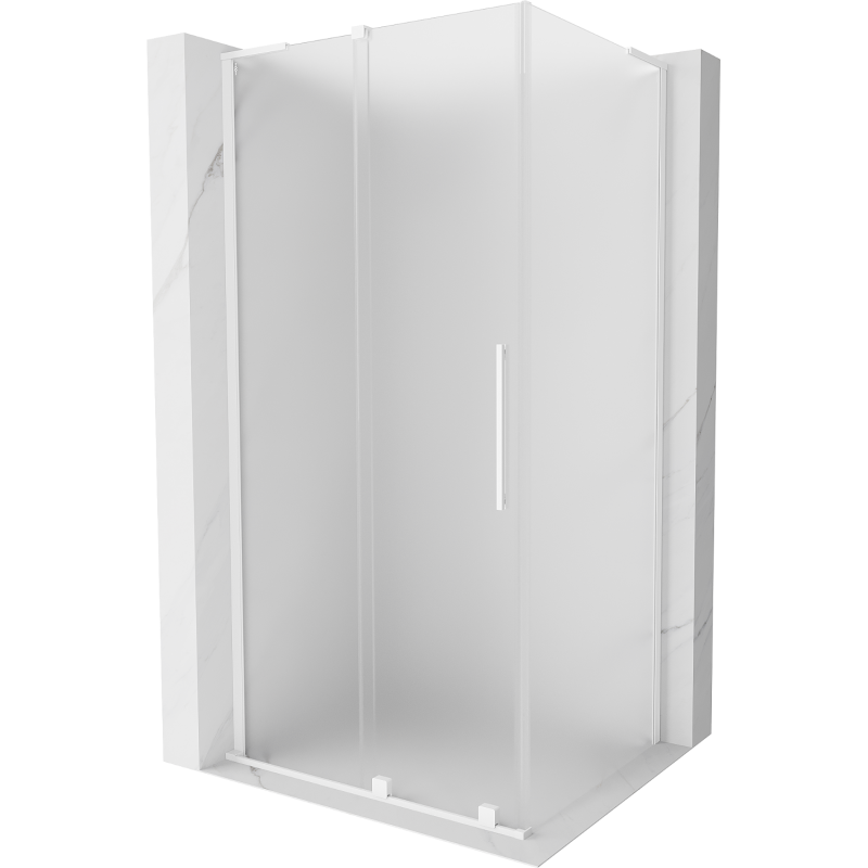 Mexen Velar L Schiebeduschkabine 110 x 90 cm, Mattglas, weiß - 871-110-090-33-20