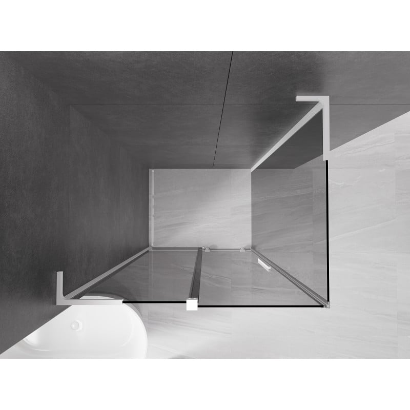 Mexen Velar L Duschkabine Schiebetür 100 x 75 cm, Graphit, Weiß - 871-100-075-43-20