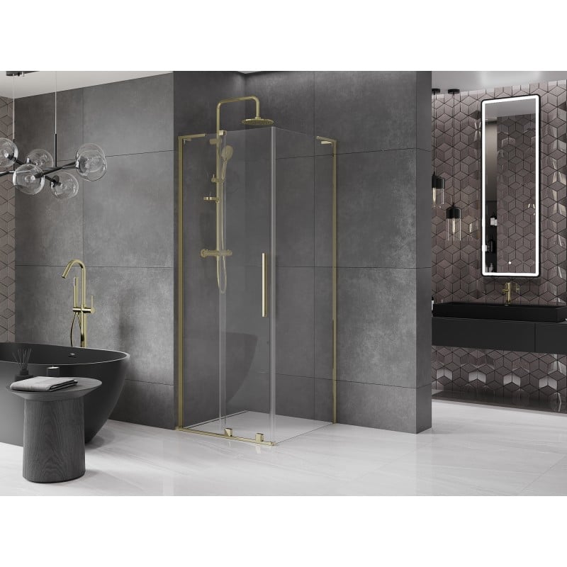 Mexen Velar L Schiebedusche 100 x 100 cm, transparent, gold - 871-100-100-03-50