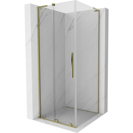 Mexen Velar L Duschkabine, Schiebetür 120 x 120 cm, transparent, gold - 871-120-120-03-50