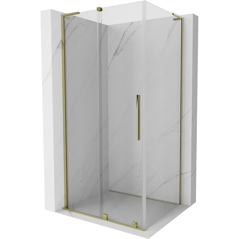 Mexen Velar L Duschkabine, verschiebbar, 90 x 75 cm, transparent, gold - 871-090-075-03-50