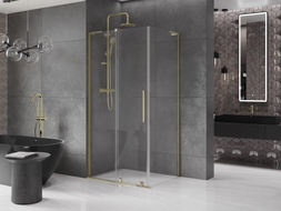 Mexen Velar L Schiebetür-Duschkabine 100 x 70 cm, transparent, gold - 871-100-070-03-50
