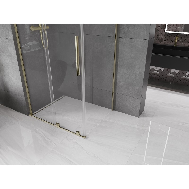 Mexen Velar L Duschkabine, Schiebetür, 110 x 120 cm, transparent, gold - 871-110-120-03-50
