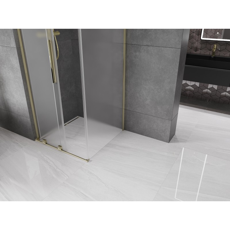 Mexen Velar L Duschkabine Schiebetür 90 x 90 cm, mattiert, gold - 871-090-090-33-50