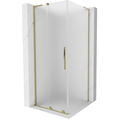 Mexen Velar L Duschkabine, Schiebetür, 120 x 120 cm, mattiert, gold - 871-120-120-33-50