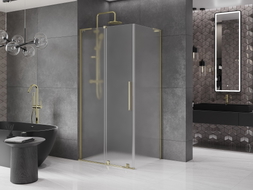 Mexen Velar L Duschkabine Schiebetür 100 x 80 cm, Frost, Gold - 871-100-080-33-50
