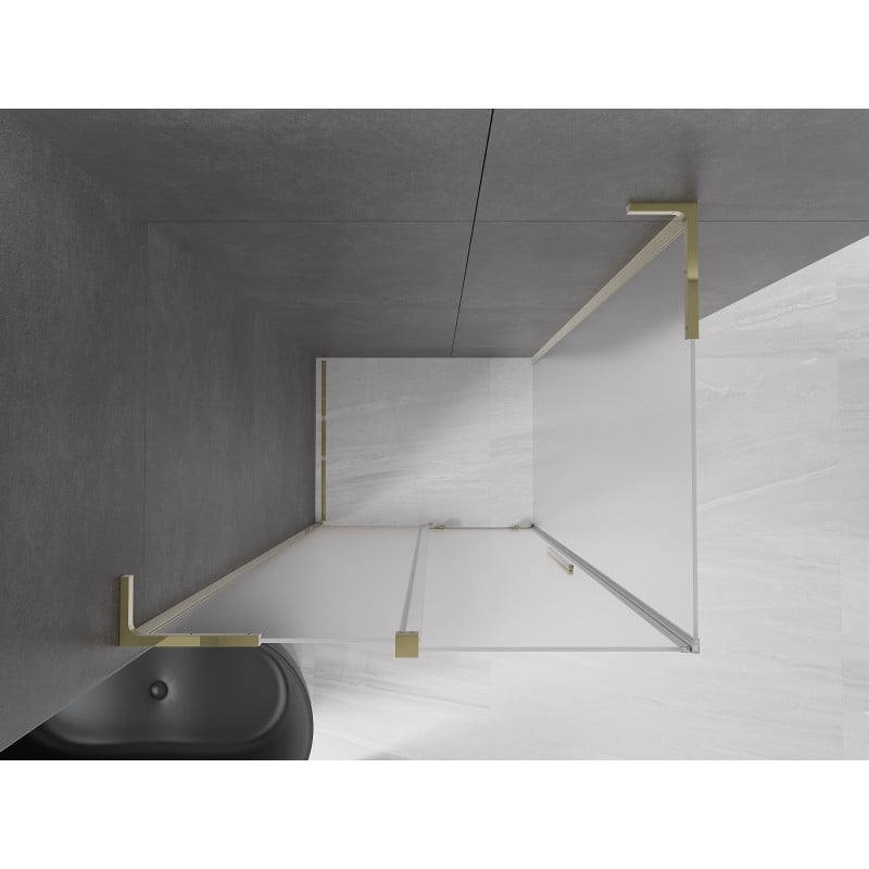 Mexen Velar L Duschkabine, 90 x 75 cm, Schiebe, satiniert, gold - 871-090-075-33-50