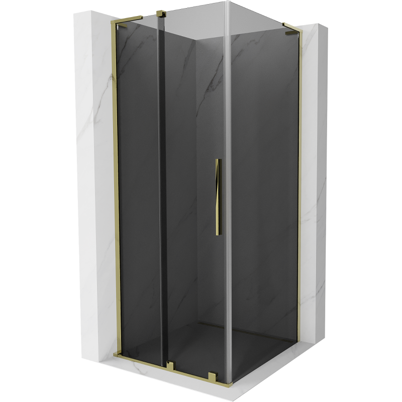 Mexen Velar L Duschkabine Schiebetür 110 x 110 cm, Graphit, Gold - 871-110-110-43-50