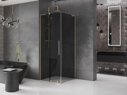 Mexen Velar L Duschkabine Schiebetür 120 x 120 cm, Graphit, Gold - 871-120-120-43-50