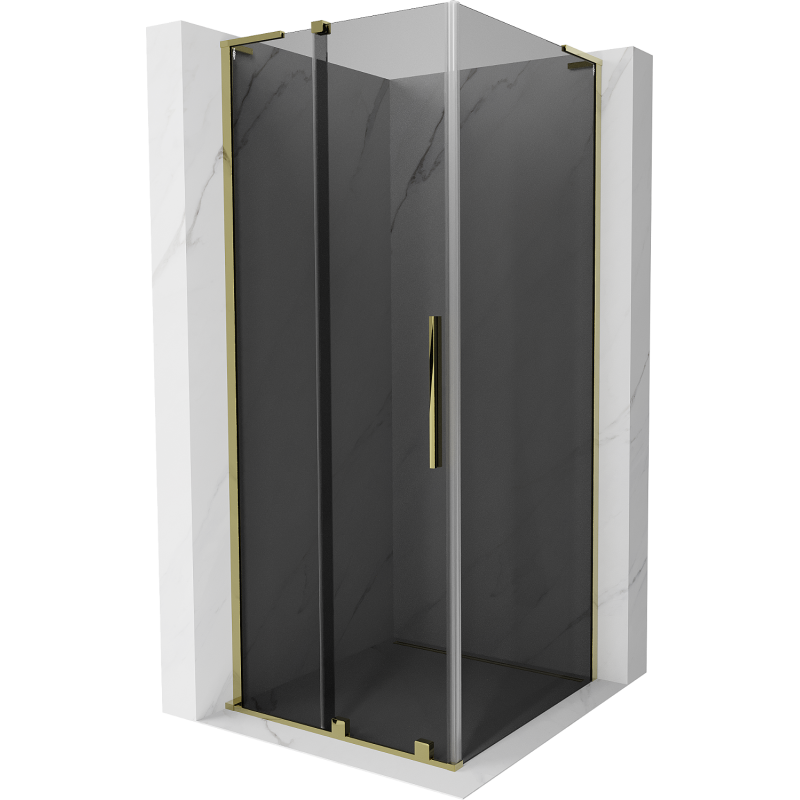 Mexen Velar L Duschkabine Schiebetür 120 x 120 cm, Graphit, Gold - 871-120-120-43-50