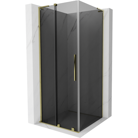 Mexen Velar L Duschkabine Schiebetür 120 x 120 cm, Graphit, Gold - 871-120-120-43-50