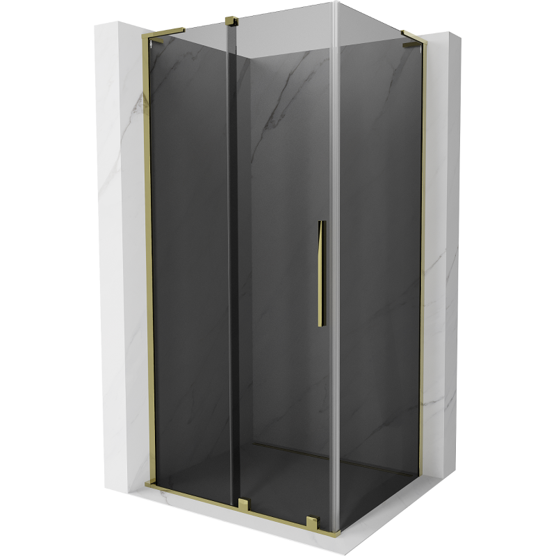 Mexen Velar L Duschkabine, schiebbar 100 x 70 cm, Graphit, Gold - 871-100-070-43-50