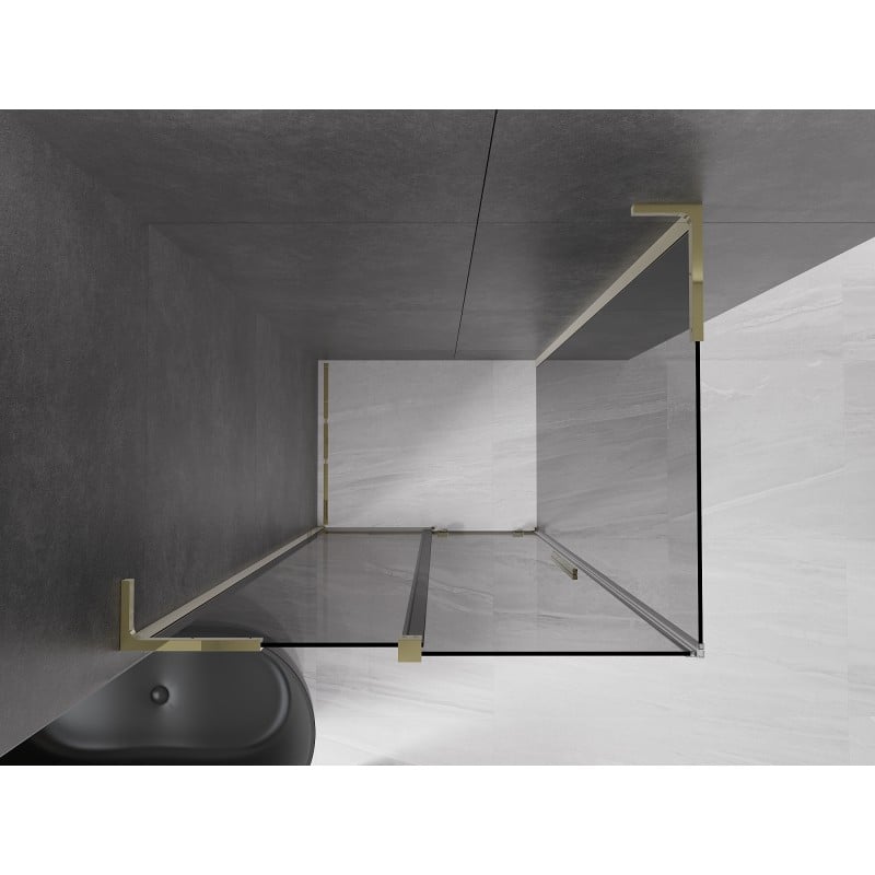 Mexen Velar L Duschkabine 90 x 70 cm, Graphit, Gold - 871-090-070-43-50