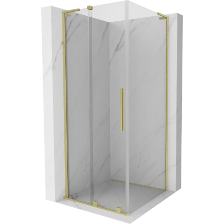 Mexen Velar L Schiebedusche 100 x 100 cm, transparent, gebürstetes Gold - 871-100-100-03-55