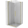 Mexen Velar L Schiebedusche 100 x 100 cm, transparent, gebürstetes Gold - 871-100-100-03-55