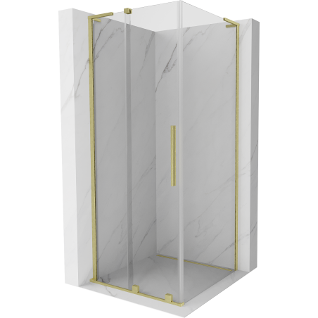 Mexen Velar L Duschkabine Schiebetür 120 x 120 cm, transparent, gebürstetes Gold - 871-120-120-03-55