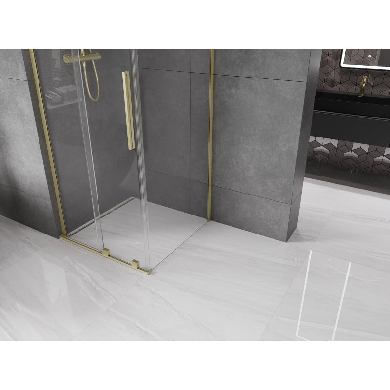Mexen Velar L Duschkabine Schiebetür 120 x 120 cm, transparent, gebürstetes Gold - 871-120-120-03-55