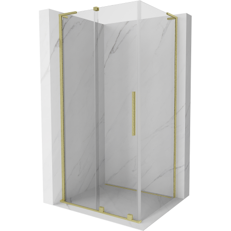 Mexen Velar L Duschkabine, schiebbar 90 x 70 cm, transparent, gold gebürstet - 871-090-070-03-55