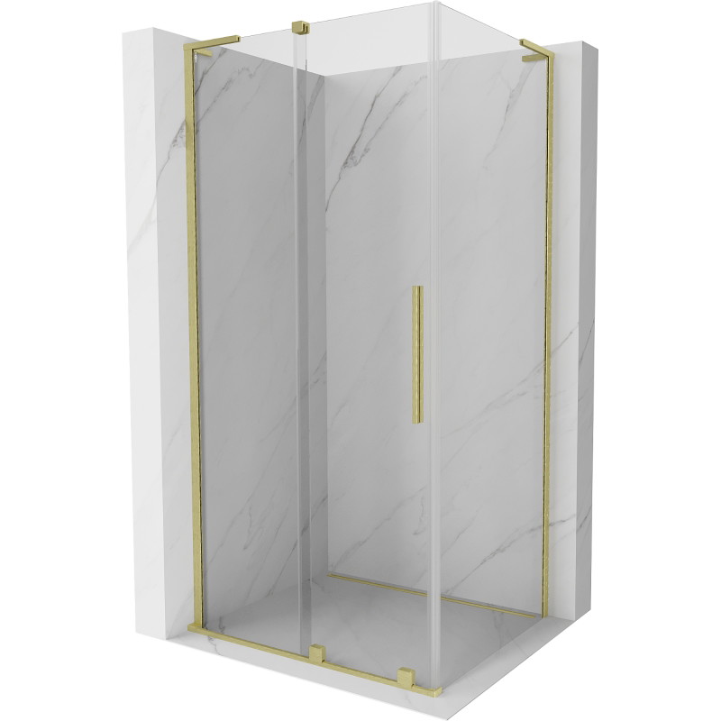 Mexen Velar L Schiebetür-Duschkabine 100 x 80 cm, transparent, gebürstetes Gold - 871-100-080-03-55