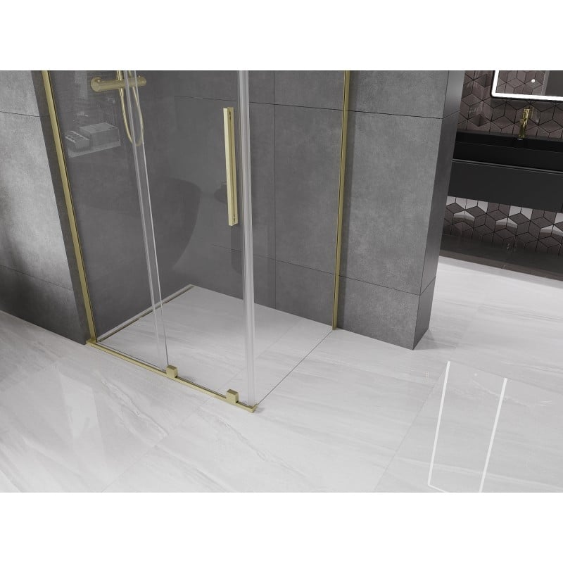 Mexen Velar L Duschkabine Schiebetür 90 x 110 cm, transparent, gebürstet gold - 871-090-110-03-55