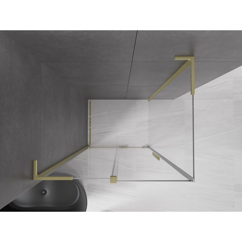 Mexen Velar L Schiebetür-Duschkabine 100 x 80 cm, transparent, gebürstetes Gold - 871-100-080-03-55