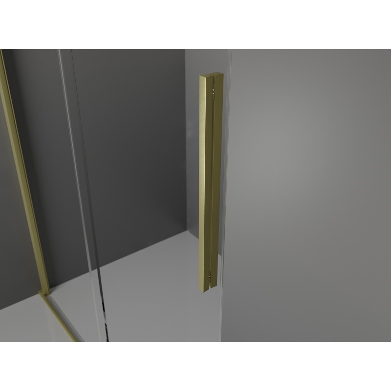 Mexen Velar L Schiebetür-Duschkabine 100 x 80 cm, transparent, gebürstetes Gold - 871-100-080-03-55