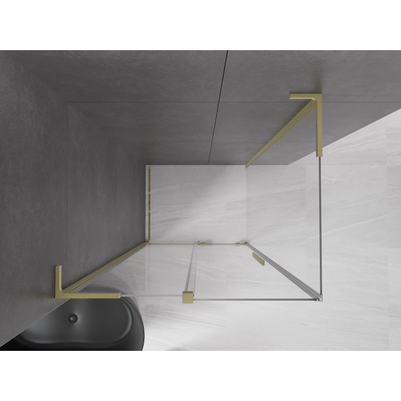 Mexen Velar L Duschkabine schiebbar 110 x 70 cm, transparent, gold gebürstet - 871-110-070-03-55