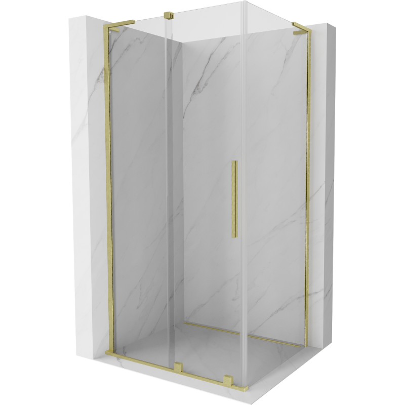 Mexen Velar L Duschkabine verschiebbar 120 x 75 cm, transparent, gebürstetes Gold - 871-120-075-03-55