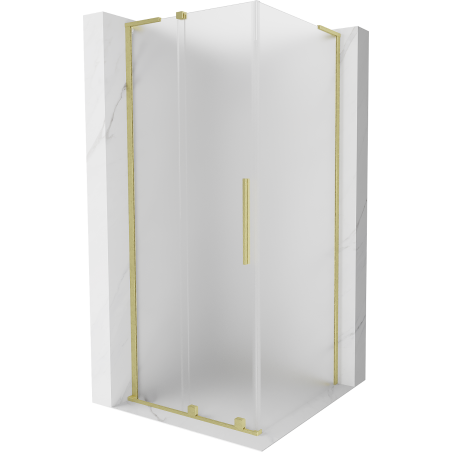 Mexen Velar L Duschkabine schiebbar 90 x 90 cm, satiniert, gold gebürstet - 871-090-090-33-55