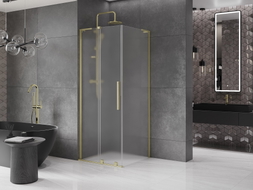 Mexen Velar L Schiebeduschkabine 110 x 110 cm, mattiert, gebürstetes Gold - 871-110-110-33-55