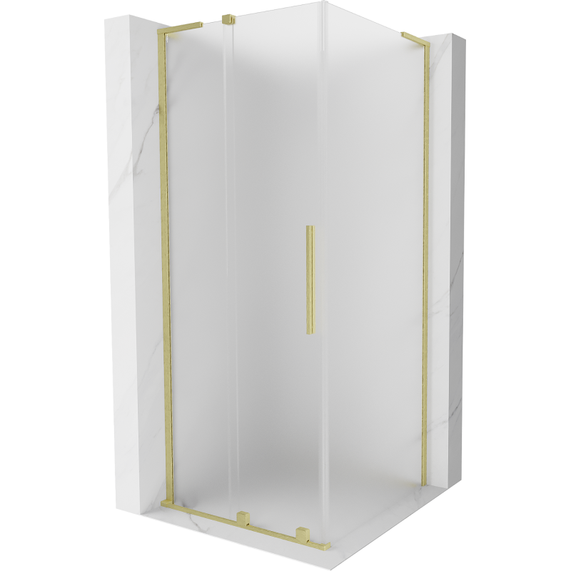 Mexen Velar L Duschkabine Schiebetür 120 x 120 cm, mattiert, gebürstetes Gold - 871-120-120-33-55