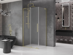 Mexen Velar L Duschkabine Schiebbar 90 x 120 cm, Frost, Gebürstetes Gold - 871-090-120-33-55