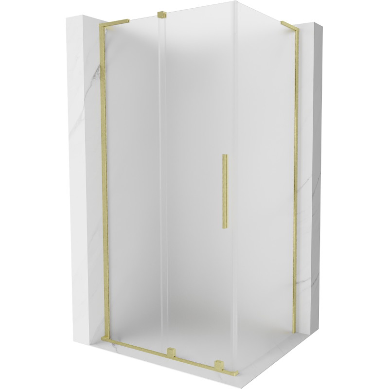 Mexen Velar L Schiebetür-Duschkabine 100 x 120 cm, gefrostet, gebürstetes Gold - 871-100-120-33-55