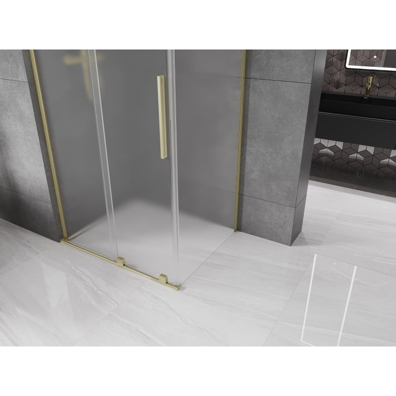 Mexen Velar L Schiebedusche 100 x 75 cm, gefrostet, gebürstetes Gold - 871-100-075-33-55