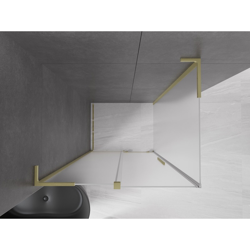 Mexen Velar L Schiebetür-Duschkabine 100 x 120 cm, gefrostet, gebürstetes Gold - 871-100-120-33-55