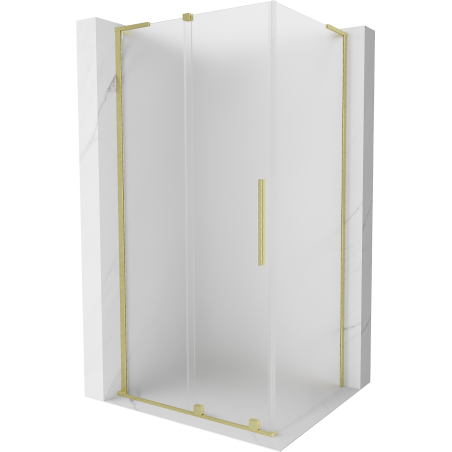 Mexen Velar L Duschkabine Schiebetür 120 x 100 cm, Mattglas, Gebürstet Gold - 871-120-100-33-55