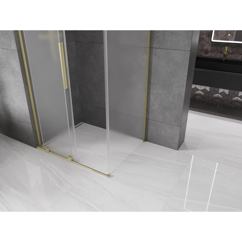 Mexen Velar L Schiebedusche 120 x 75 cm, Frost, gebürstetes Gold - 871-120-075-33-55