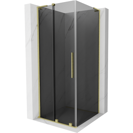 Mexen Velar L Duschkabine Schiebetür 120 x 120 cm, Graphit, gebürstetes Gold - 871-120-120-43-55