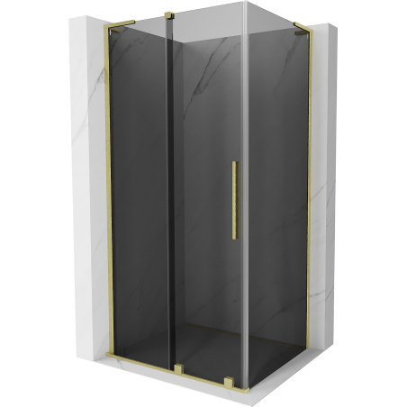 Mexen Velar L Duschkabine schiebbar 100 x 80 cm, Graphit, gebürstetes Gold - 871-100-080-43-55
