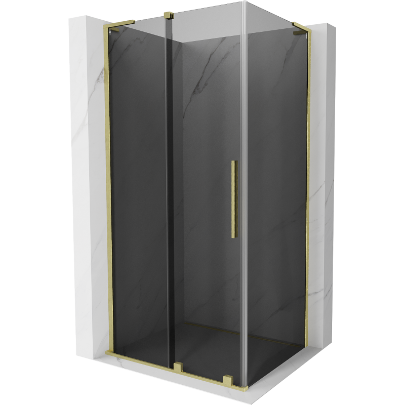 Mexen Velar L Duschkabine Schiebetür 90 x 80 cm, Graphit, gebürstetes Gold - 871-090-080-43-55